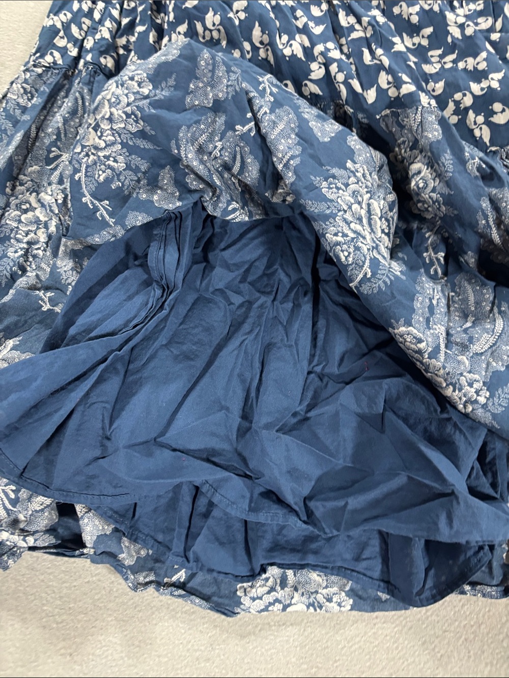 Ralph Lauren cotton Blue Floral Tiered Midi Skirt - - Picture 9 of 11